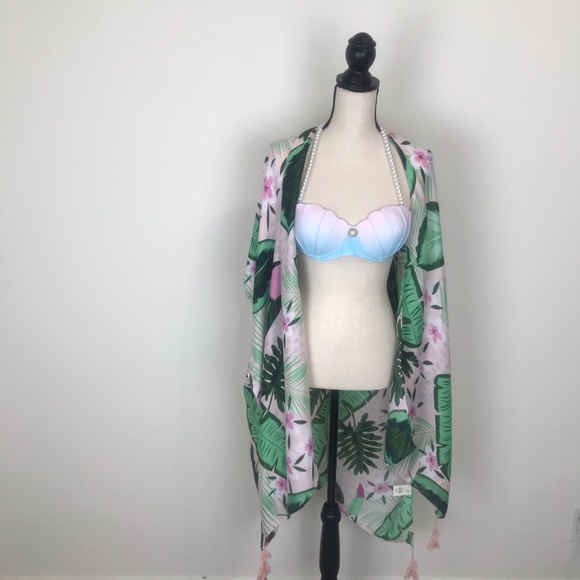 Toucan Pink Tassel Kimono and Swim Wear Coverup - Picture 2 of 4